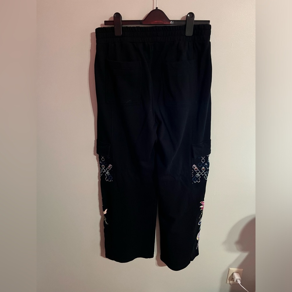 Johnny Was Pacifica Wide Leg French Terry Cargo Pants Size M - Picture 2 of 4